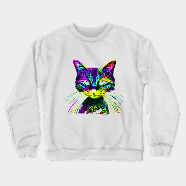 Cat Eyes Are Always Watching - Playful Colorful Cat Crewneck Sweatshirt by 1FunLife